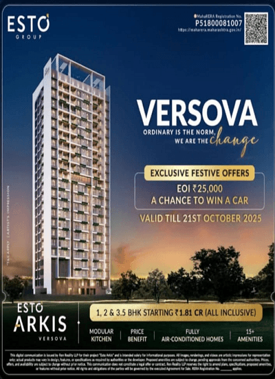Esto Arkis - Elevation - View 1 Esto Arkis at SVP Nagar, 4 Bungalows, Versova - Luxury Residential Tower - View 1
